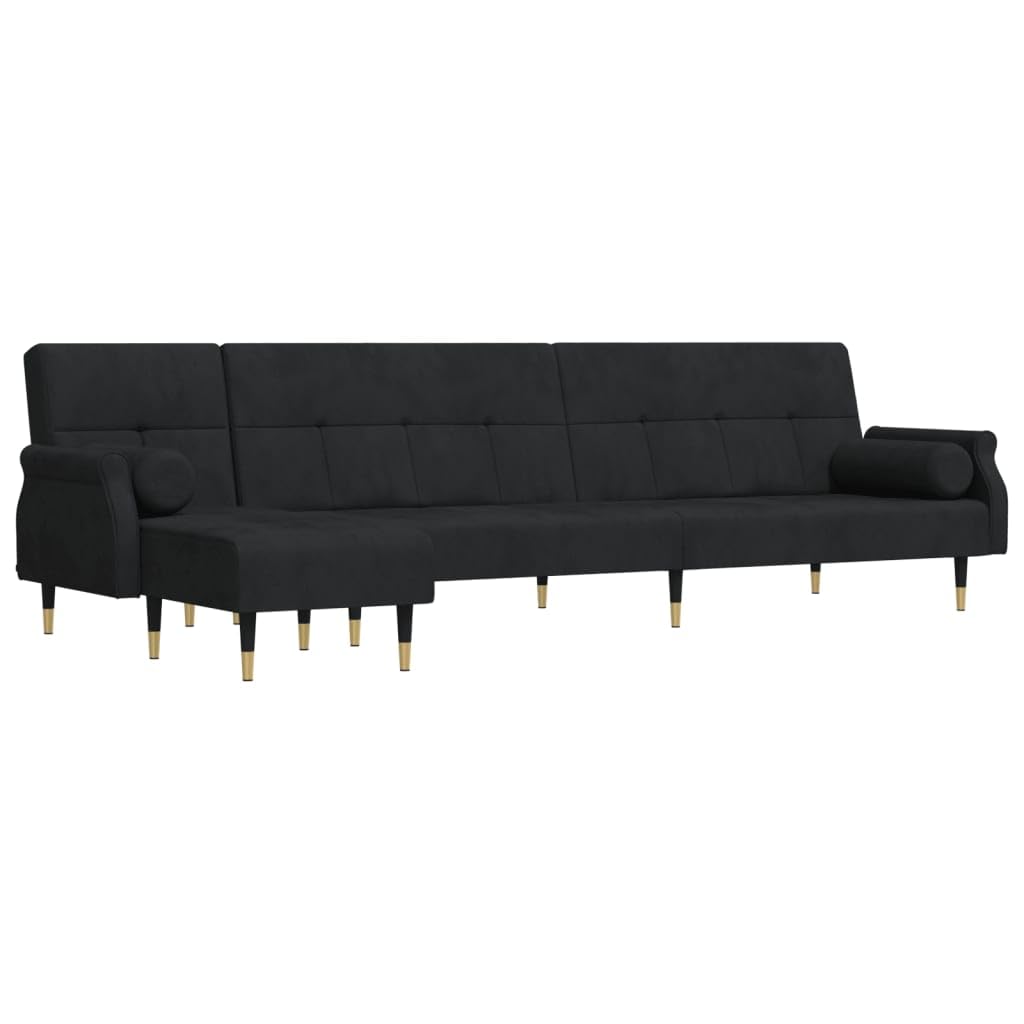 Canapé-lit 2 en 1 noir 122x204x55 cm velours