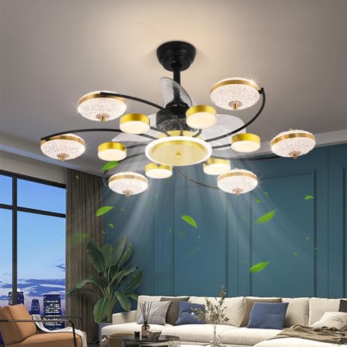 Ventiladores de Techo LED con Luces, Ventilador Moderno Perfil bajo 39 Pulgadas Control Remoto, Ven tilador sin aspas Montaje Empotrado 3 Colores, Cambio Continuo