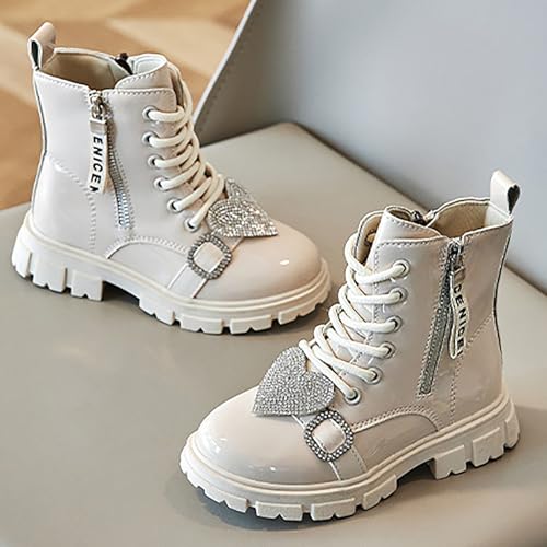 IWIHMIV Toddler Girls Ankle Boots Girls Short Boots with Side Zipper Casual Non Slip Lace Up Riding Booties3