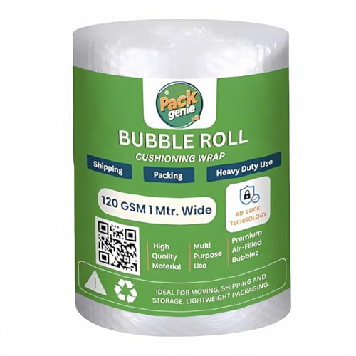 Image of Heavy-Duty 120 Gsm Thickness 1 Meter Wide Bubble Wrap Roll Perfect for Shipping, Moving, and Storage Needs, Cushioning Material - Guard Your Items Against Impact and Damage (25 Meter)