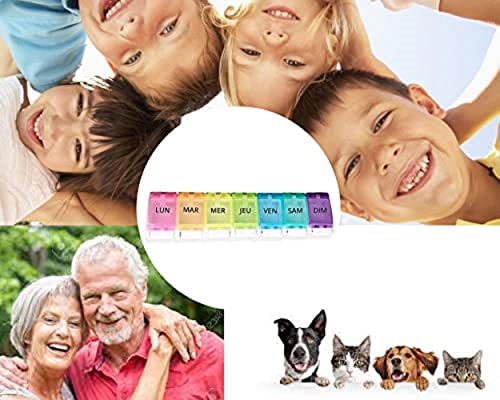 Pilulier Semainier FRANCAIS 7 jours | Pilules, Medicament Pour chaque jour de semaine | Rangement Grande capacité | Ouverture facile |Ideal Voyage| Accessoire médicaux Arc-en-ciel Sans BPA – Image 7