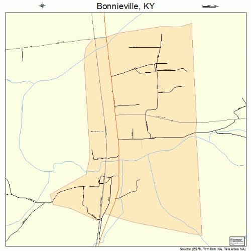 Large Street & Road Map of Bonnieville, Kentucky KY Printed poster