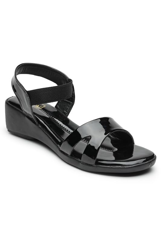 NATSHUZ 6-24-BLACK_8 Stylish Casual Wedge Slip-On Sandals with Lightweight Comfortable & Soft Insole skin friendly Material for Daily Use (B0D2DPYVSY) Amazon Price History, Amazon Price Tracker