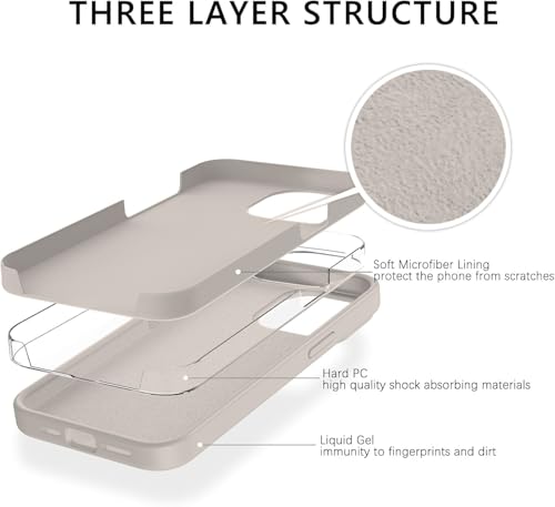 Image of Elzzi Microfiber Candy Case Compatible for iPhone 13 Pro 6.1 Inch Shockproof Slim Back Cover Liquid Silicone Case (Stone Grey)