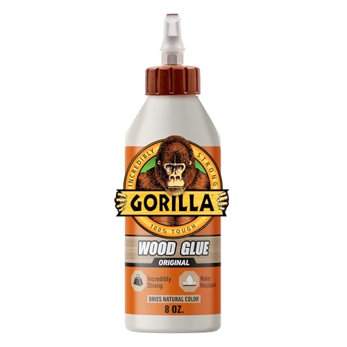 Gorilla Wood Glue; 8 Ounce Bottle; Natural Wood Color; (Pack