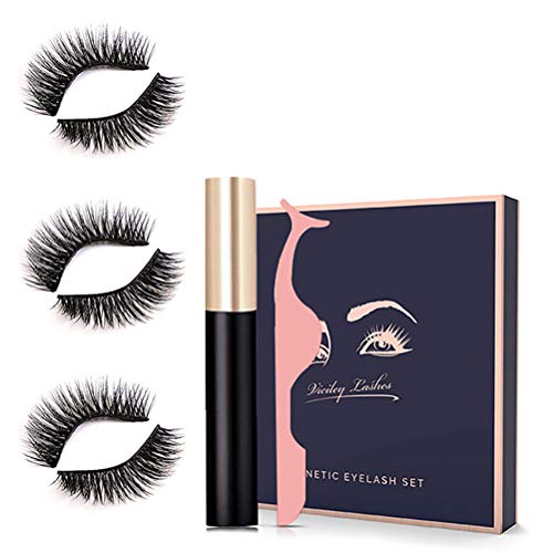 Preisvergleich Produktbild Magnetische Wimpern, Magnetic Eyeliner, Künstliche Wimpern Natürlich Wasserdicht Falsche Wimpern, Wiederverwendbare Falsche Magnetic Eyelashes, 3D Pure Handgemacht Langlebige Flauschige(3paar)