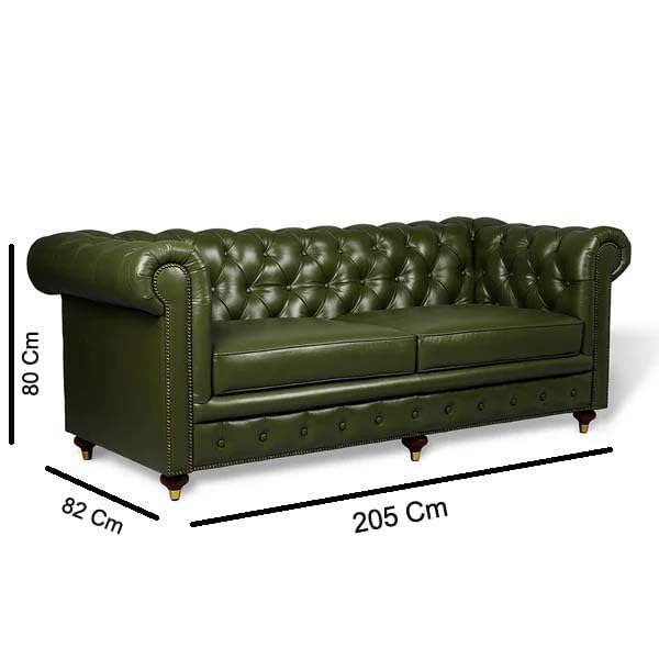 Image of UMAR ARTS Luxury Chesterfield Leatherate Sofa Set, Tufted Genuine Leatherate, Classic Living Room Furniture (3 Seater Olive Green)