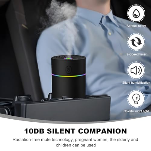 Image of DXNQ Car Fragrance Diffuser, USB-Powered Car Air Freshener Mist Humidifier Essential Oil Diffuser, Portable Car Air Freshener Aromatherapy Diffuser for Vehicle, Car Accessories (Black)