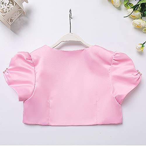 Girls Short Sleeve Bolero Shrug Satin Open Front Cardigan Shawl Princess Evening Dress Cape2