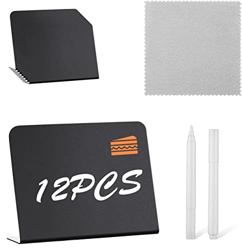 12 Pack 4''X3''Mini Chalkboard Signs For Food, Reusable Food Labels Set For Party Buffet,Wedding,Food Display Stands,Reserved Table Signs With Water Based Chalk Marker And Cleaning Cloth（L） #TOP19
