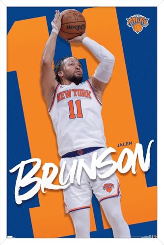 Trends International NBA New York Knicks - Jalen Brunson 24 Wall Poster, 34L x 22.4W, White Framed Version