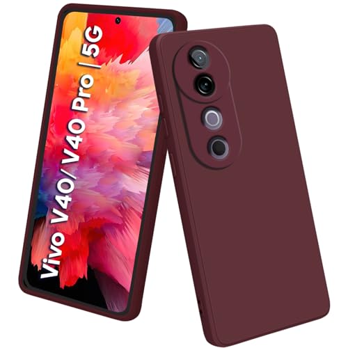 Image of TRUEUPGRADE Liquid Silicone Designed Back Case Cover for Vivo V40 / V40 Pro / T3 Ultra 5G | Microfiber Inside, Full Protection | Bumper Back Cover Case for Vivo V40 / V40 Pro / T3 Ultra 5G - Wine