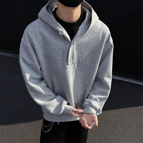 Men's Hooded Sweatshirts Solid Color Casual Loose Pullover Top3
