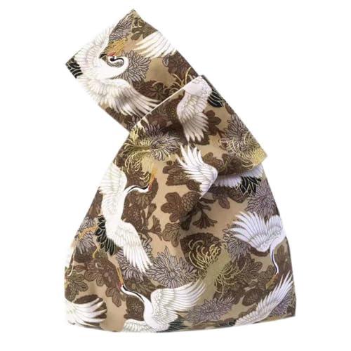 Bolso de muñeca vintage tipo yukata japonés con grulla, bolso pequeño para monedas y bolsa nudo para mujeres