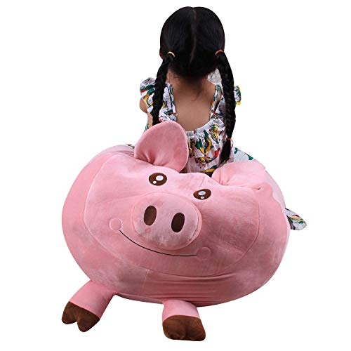 Stuffed-Animal-Storage-Kids-Bean-Bag-Storage-Extra-Large-Kids-Toy-Organizer-Plush-Pouf-Chair-Pig Stuffed Animal Storage Kids Bean Bag Storage Extra Large Kids Toy Organizer Plush Pouf Chair Pig