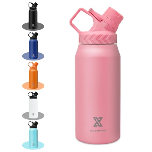 X SIM FITNESSX Termo de acero inoxidable de 800 ml, a prueba de fugas, termo, caliente y frío, con doble pared aislada, sin BPA, para deportes, fitness, exteriores, escuela (rosa)