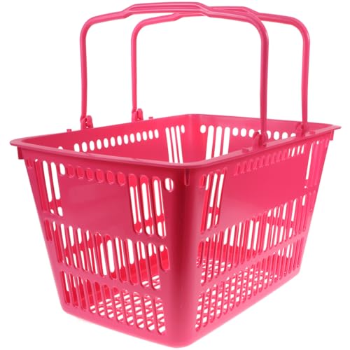 Shopping Basket Shopping Cart Cosmetic Hand Held Basket Outdoor Storage Crates Shelves Small Baskets Storage Basket Plastic Basket with Handle Sundries Basket Shower Basket Pink COSMEVIVI