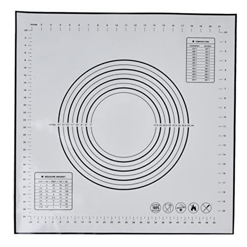Alfombra de pastelería de silicona estera de fondant de fondant premium con escala de medición de 60 cm x 60 cm para galletas de masa enrollables y pasteles hechos de resina de (Negro)