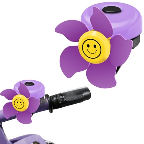 LEPGUYO Timbre Bici Molino de Viento Morado Sonrisa - Divertido para Niños Adultos, Bocina Bicicleta Infantil, Regalo de Fiesta