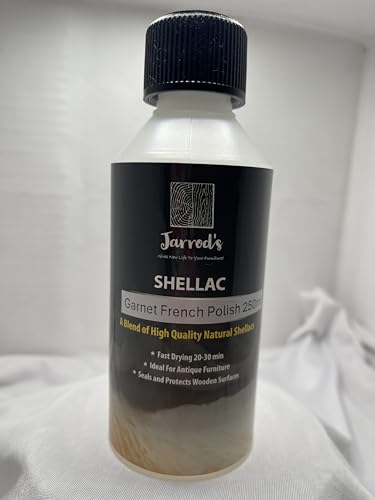 Jarrods Garnet French Polish 250ml 2lb Cut | Traditional Shellac Wood Finish for Furniture Antiques & Fine Woodworking UK Blended