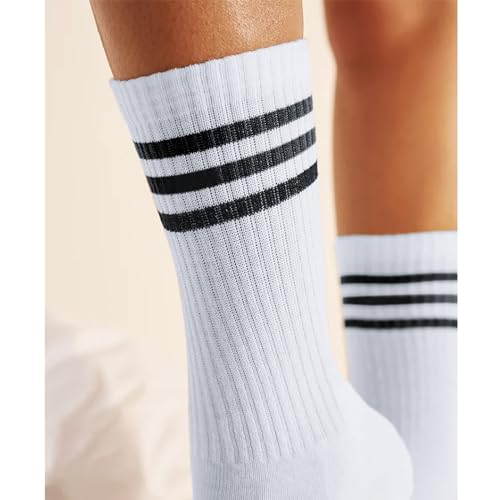 Image of 4 PAIRS Striped Crew Socks For Women Casual Cotton Novelty Retro Athltic Socks Unisex MultiColor