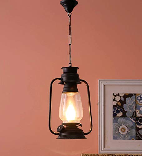 Image of DarkVision Hanging Lights Lantern for Living Room /Pendant Lights for Ceiling /Hanging Lamps for Home Decoration /Decorative Hanging Lights,Metal (Bulb Not Included) (Black)