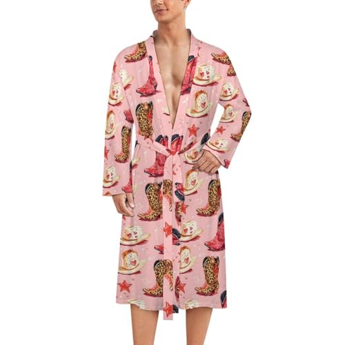 Peignoir de bain homme imprimé léopard rose en coupe kimono audacieuse