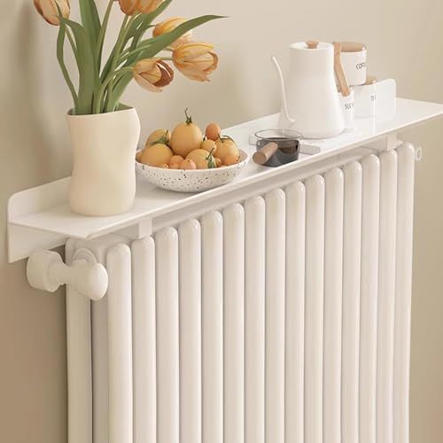WBJGUOD Radiator Covers White, Over Shelf Maximize Space, Stylish Heater Cover Dust-Proof Anti-Smoke, No Drilling Required with Easy To Fit Bracket, W 15cm/6in; L 140cm/55.1in