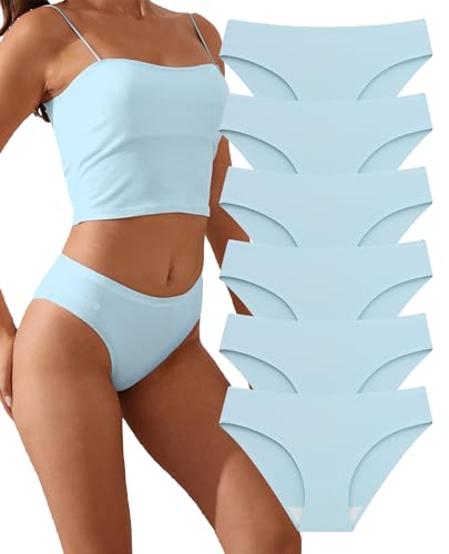 Image of Women's Seamless Underwear Stretch Bikini Panties No Show Invisible Hipster XS to 3XL 6 Pack