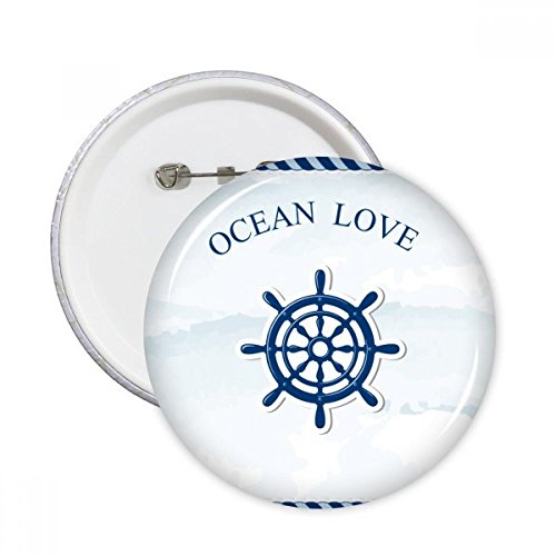 Pins rond bleu badge vêtements amour mer accessoire de mode maritime multicolore