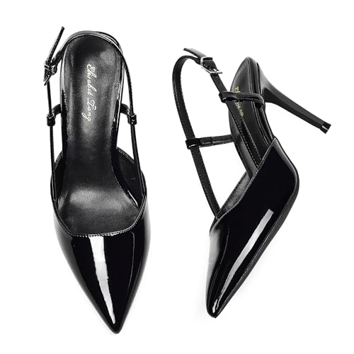 Elisabet Tang Women's Closed Toe Slingback Pointed Toe Stiletto Heel Pump Dress Shoes Buckle Strap Party Pumps Sexy4