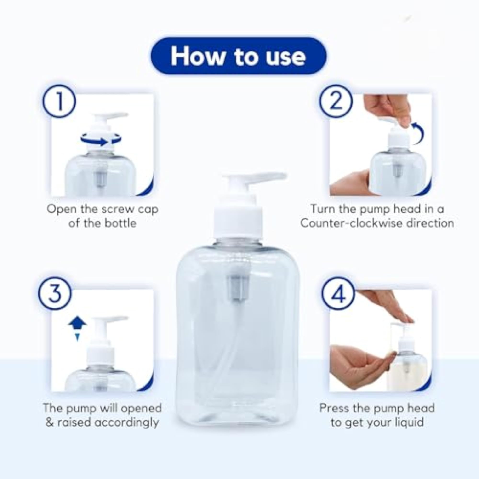 Multi-Purpose Clear Plastic Dispenser Bottles Set, 250ml