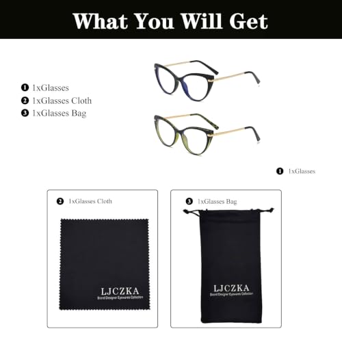 Image of LJCZKA Blue Light Blocking Glasses Women Anti Eye satrain Computer Cat eye Eyeglasses Cateye Clear Frame