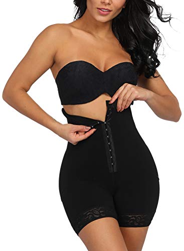 FeelinGirl Women Body Shaper Bodysuit Fajas Colombianas Zipper Open Bust Tummy Control Shapewear Black,6XL