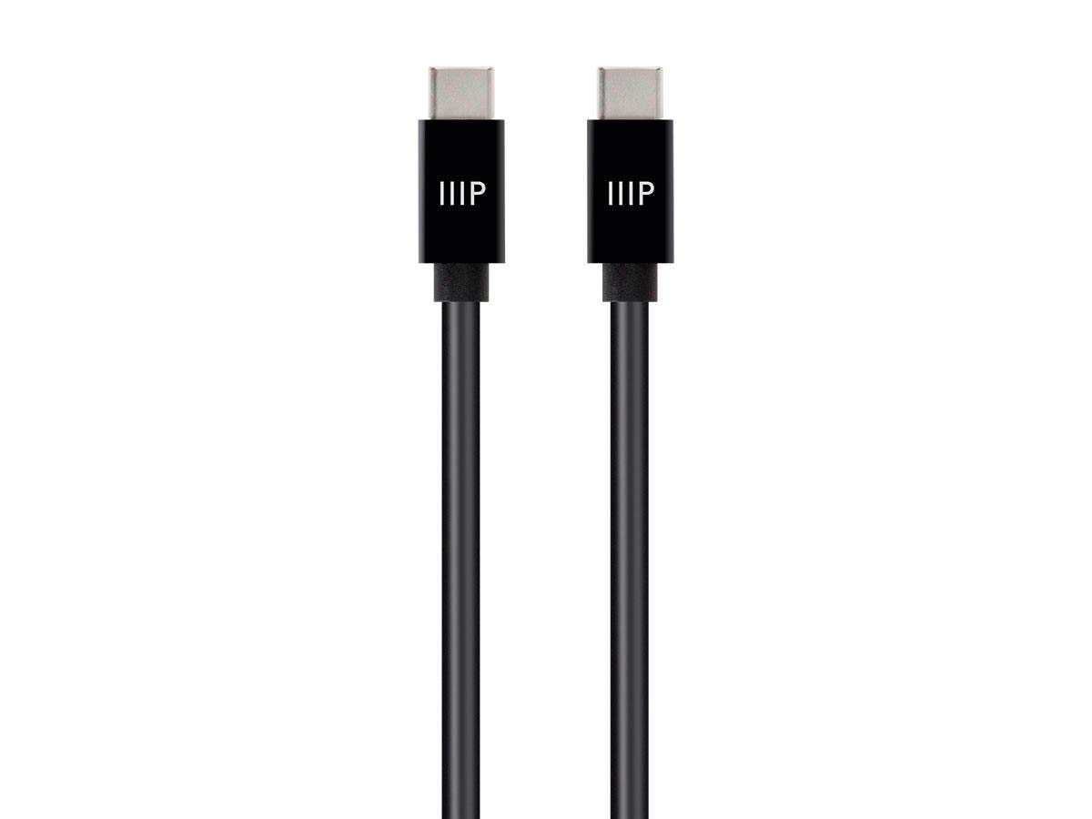 MonopriceCharge and Sync Type-C to Type-C Cable - 6 Feet - Black, USB 2.0, TPE Jacket, Up to 5A/100W, Fast Charging - Select Series