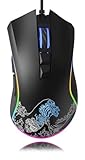 HITIME XVX Wired Gaming Mouse, 12000 DPI RGB Mouse with 12 Backlit Modes & 7 Macro Buttons, Gaming Mice Support DIY Keybinding, Gamer Computer Mice for Laptop PC Mac Windows, Wave