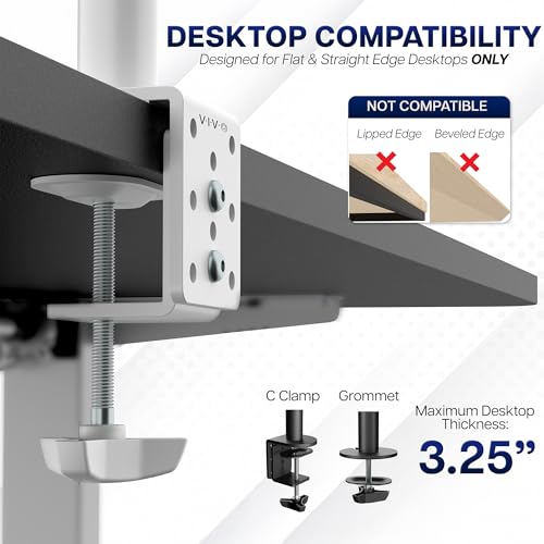 Image of VIVO Dual Monitor Desk Mount, Heavy Duty Fully Adjustable Stand, Fits 2 LCD LED Screens up to 32 inches, White, STAND-V032W
