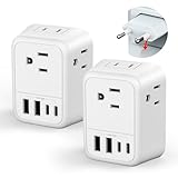 2 Pack European Travel Plug Adapter, FLASHSONIC US to Europe Adapter with 4 AC Outlets 4 USB Charging Ports (2 USB C), Foldable International Power Plug Adapter Travel Essentials to Italy Spain France