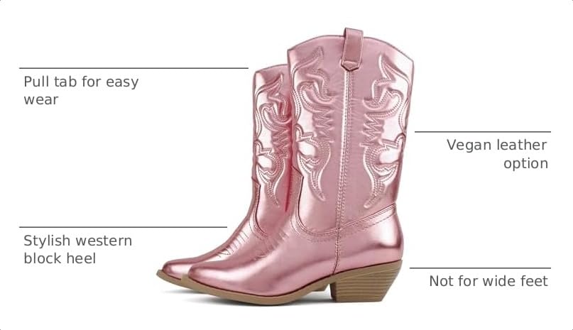 Image of Soda inchTELLER inch ~ Women's Western Cowboy Boots with Stitched Detailing, Pointed Toe, and Low Block Heel