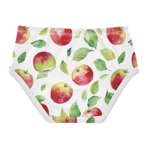 Wusikd Apples Reds Girls' Underwear Cotton Watercolor Girls Briefs Soft Toddler Underwear 2T2