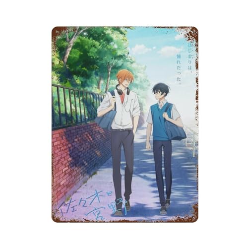 KSOXDAITIP Póster de anime Sasaki y Miyano para decoración de pared, póster de metal moderno para decoración del hogar, póster de metal, decoración del hogar, bar, tienda, letrero vintage, regalo de