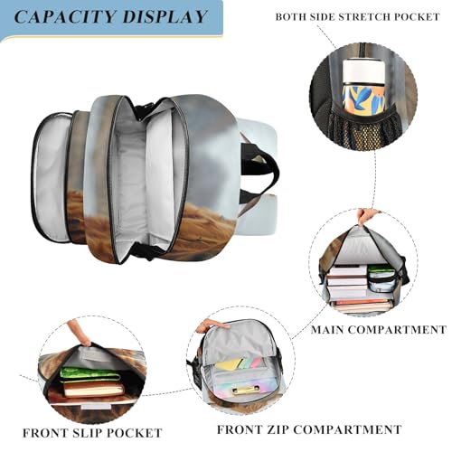Backpack Highland Cow Farm Travel Laptop Daypack Shoulder Bag Book Bag Daypack with Reflective Strip 12.9 ×17.7 In4