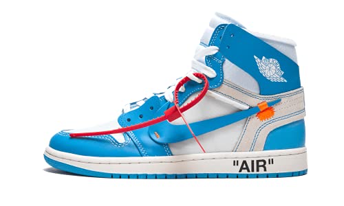 Nike Men's Air Jordan 1 Retro High Off-White UNC, White/Dark Powder Blue/Cone, 4.5