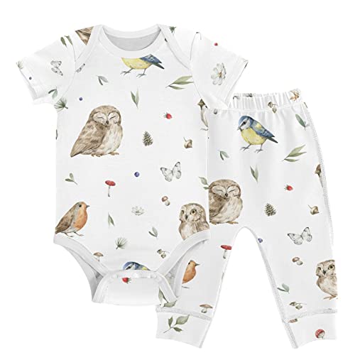 Image of vvfelixl Baby Clothes Cute Cat Baby Bodysuits Set Unisex Short Sleeve Baby Pants Sets 0-3M