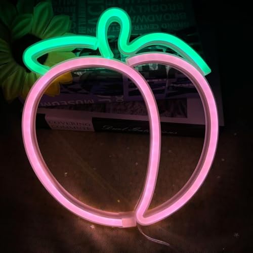 Image of Peach Neon Sign, Fruit Peach Neon Decor,Funny Peach Led Sign Pink Decor For Bedroom Wall Art Decor,Gift For Her, Peach Led Sign For Christmas Decoration Thanksgiving Decoration Valentine'S Day Gift