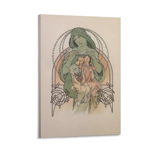 Toile Alphonse Mucha 60 x 90 cm : Solution déco pour salon élégant