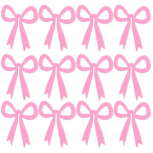 LUOZZY 12 Pcs Acrylic Bow Wine Glass Charms Reusable Delicate Drink Markers for Wedding Birthday Party Celebration Decorations Pink