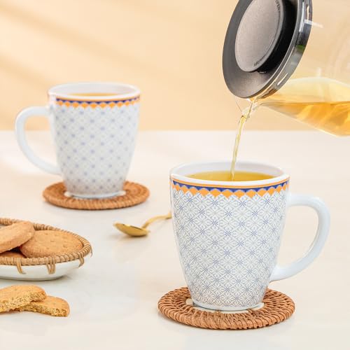 Image of Larah by BOROSIL 390ml x 2pc Opalware Kosmia Tea /Coffee Mug Set, Microwave & Dishwasher Safe Embossed Design Crockery Ideal for Daily Use & Gifting