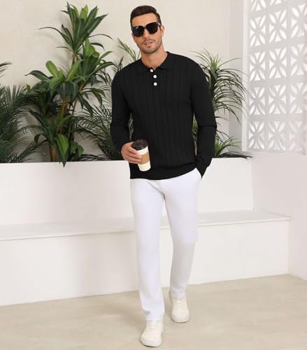 Lexiart Men's Knit Sweater Long Sleeve Textured Warm Casual2