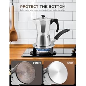 Induction Adapter Plate Detachable, 5.5 Inch Stainless Steel Heat Diffuser Plate for Moka Pot 12 Cup, Heat Diffuser Cooking Induction Adapter for Gas Stove and Glass Induction Adapter Plate Detachable 55 Inch Stainless Steel Heat Diffuser Plate for Moka Pot 12 Cup Heat Diffuser Cooking Induction Adapter for Gas Stove and Glass